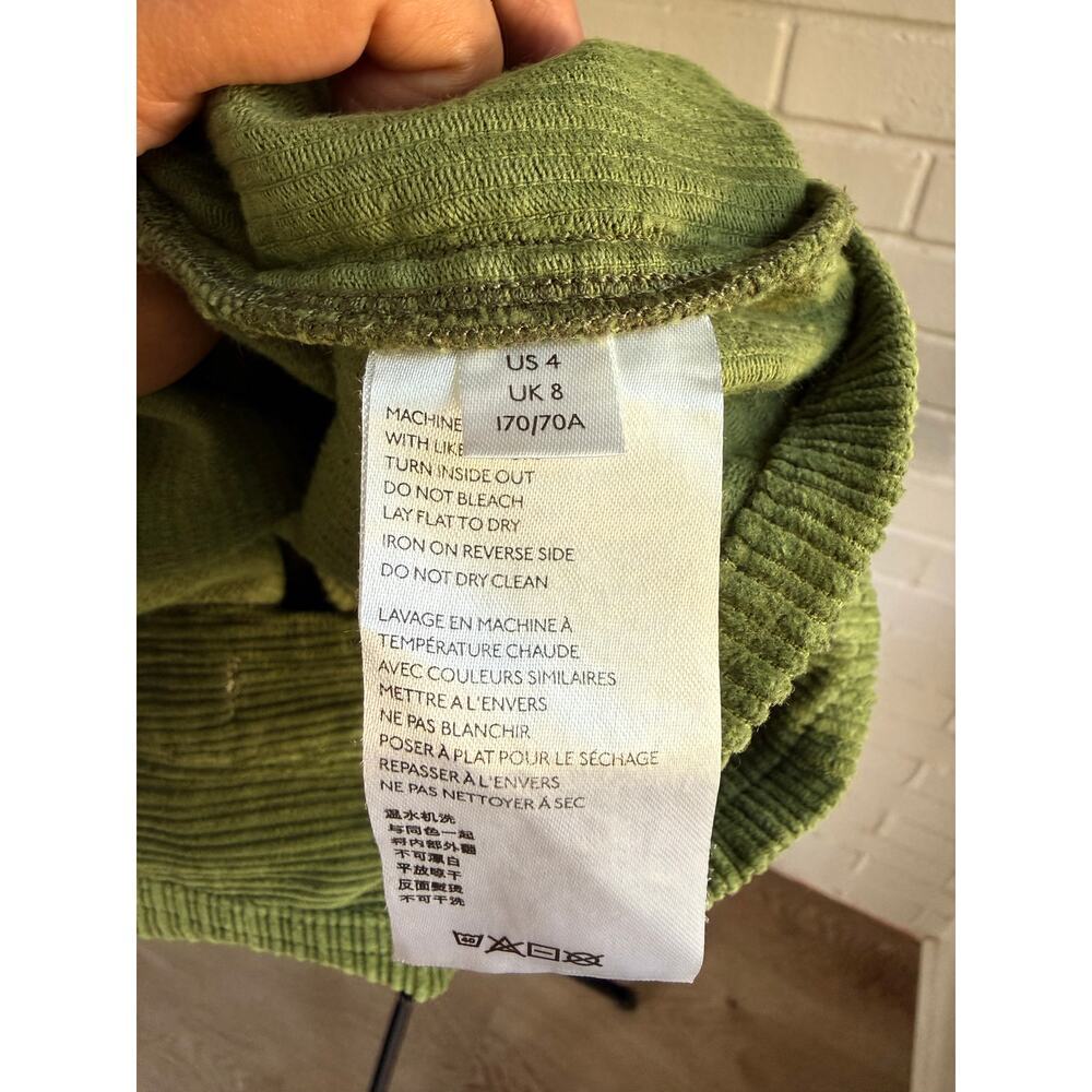 Pilcro Anthropologie Green Corduroy Button Front Midi Skirt Pockets Size 4 - Picture 8 of 9